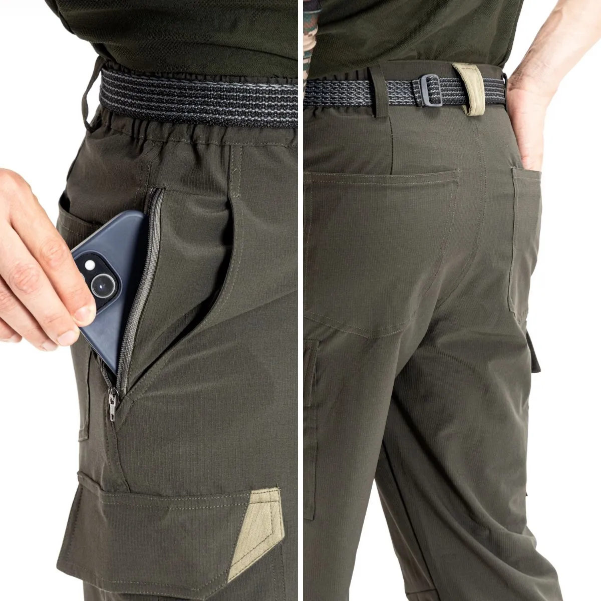 Cargo Trousers and Pants for Hiking and Travelling - Green