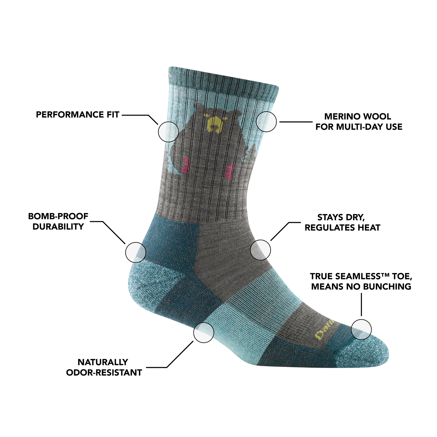 Darn Tough Women's Bear Town Micro Crew Socks