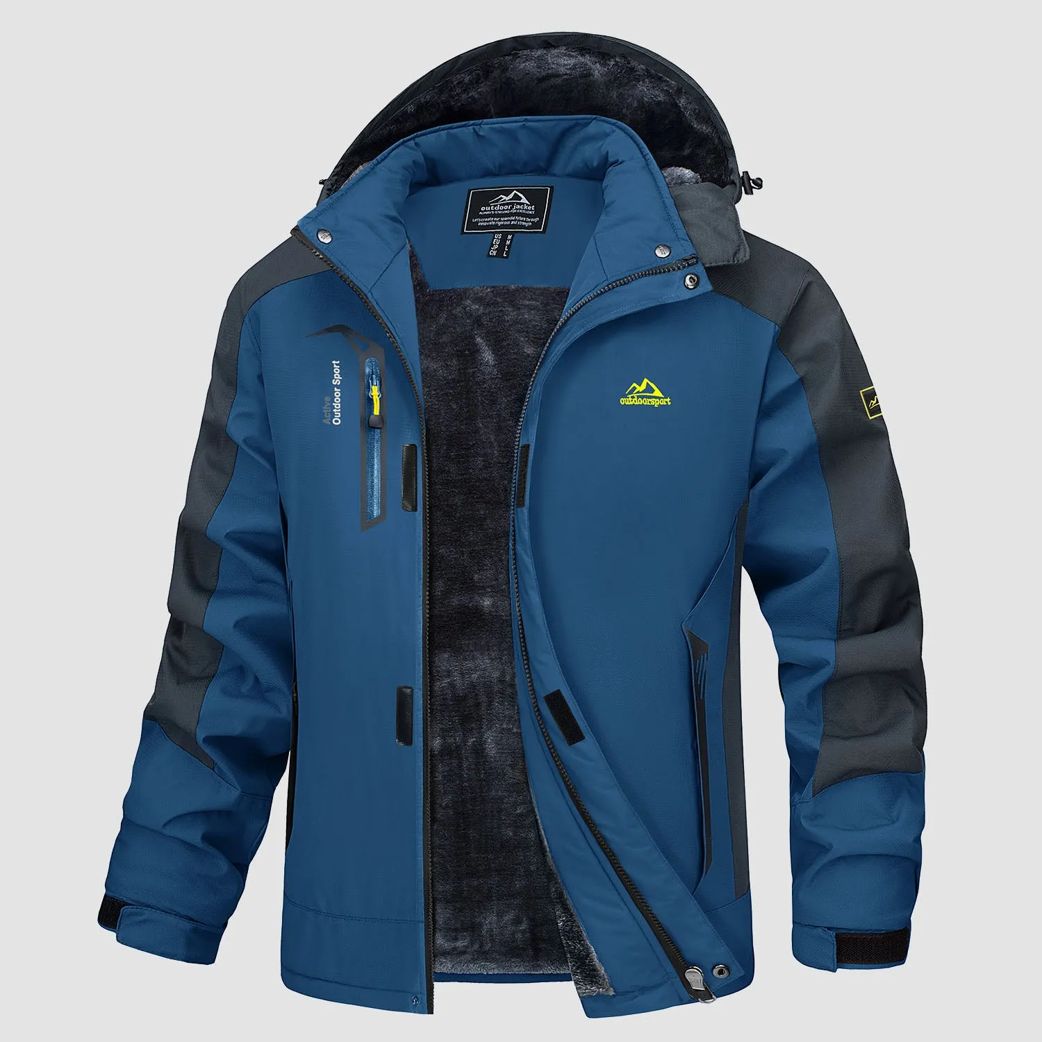 Men's Water Resistant Ski Jacket - Fleece Lined Parka with Pockets