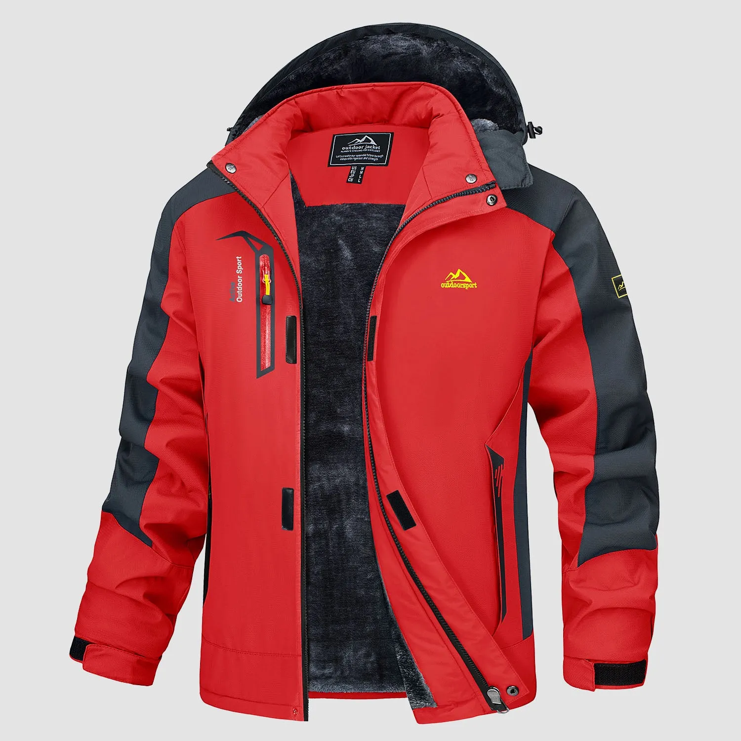 Men's Water Resistant Ski Jacket - Fleece Lined Parka with Pockets