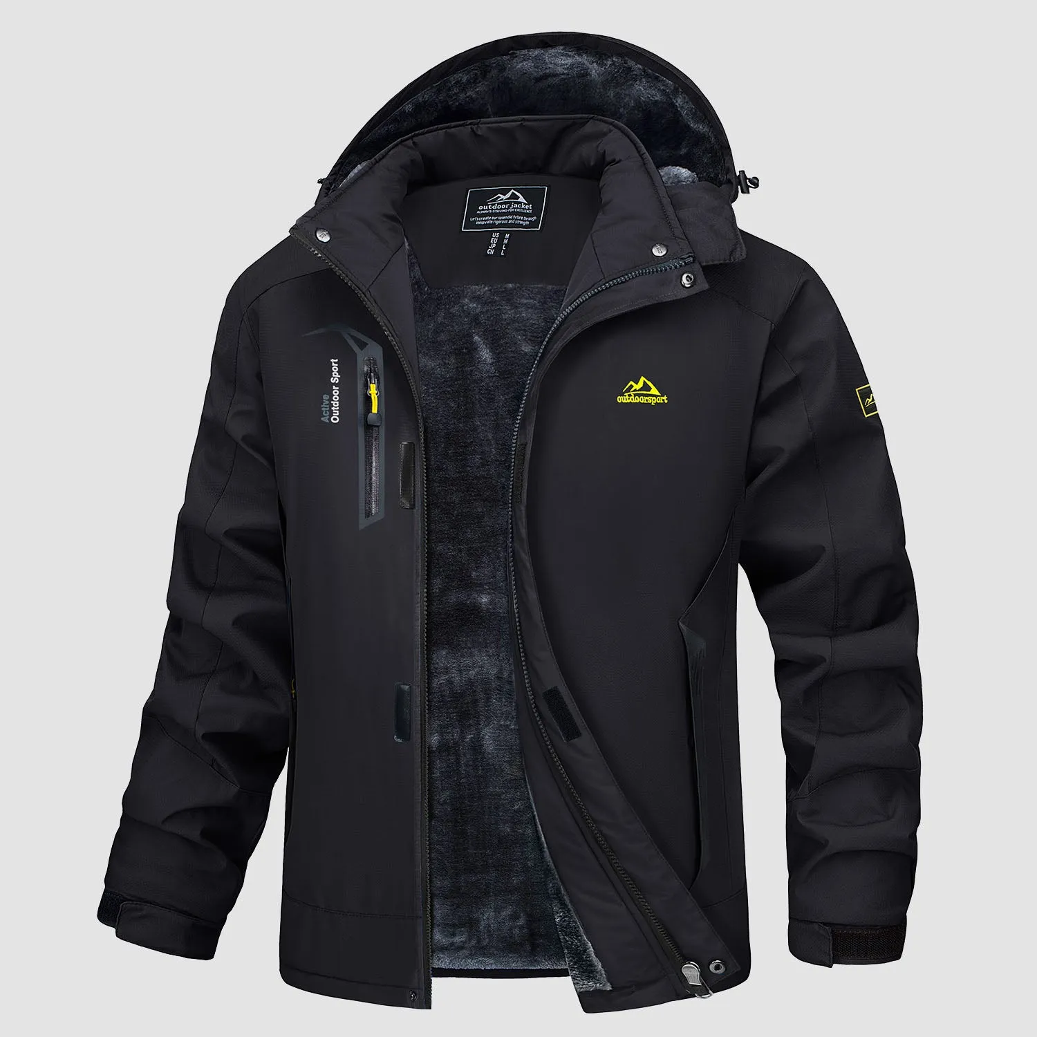 Men's Water Resistant Ski Jacket - Fleece Lined Parka with Pockets