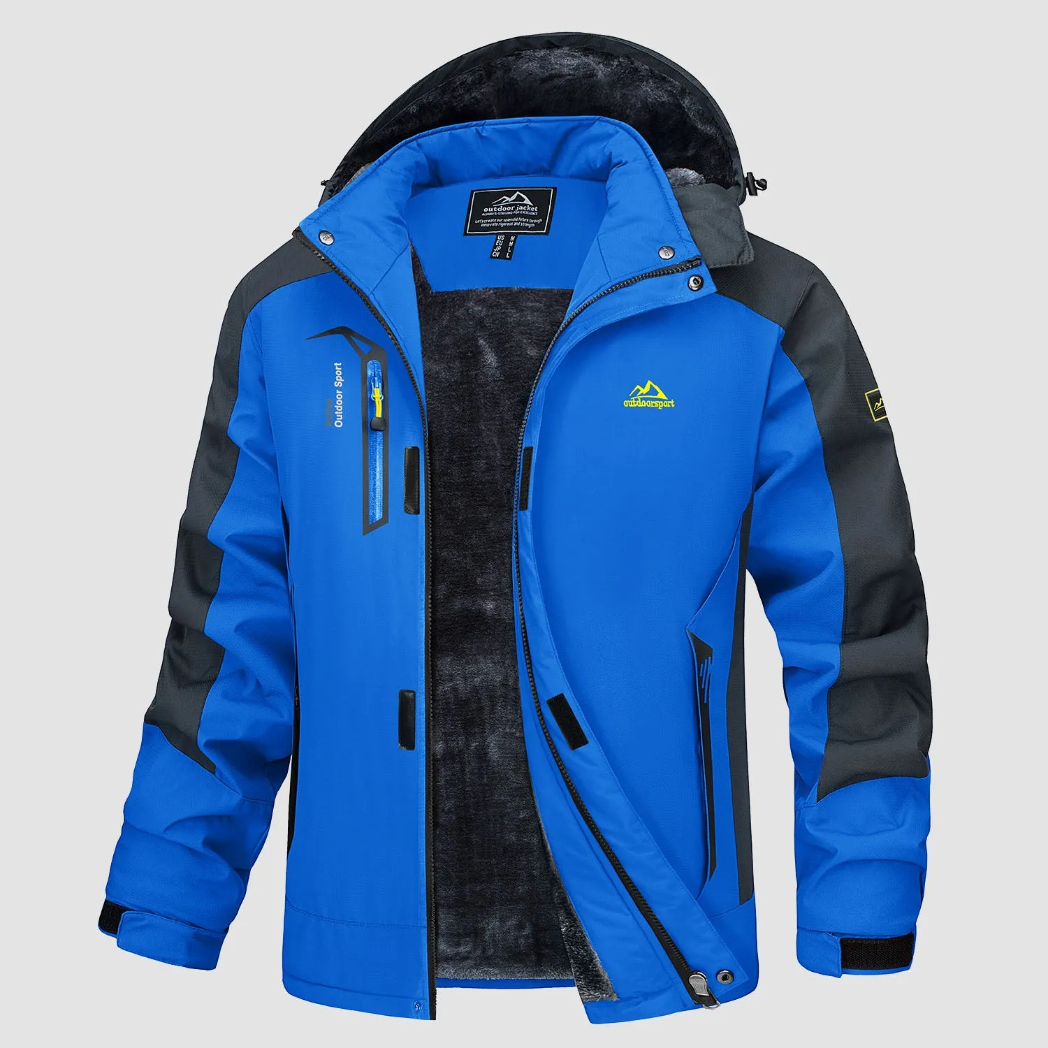 Men's Water Resistant Ski Jacket - Fleece Lined Parka with Pockets