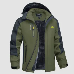 Men's Water Resistant Ski Jacket - Fleece Lined Parka with Pockets