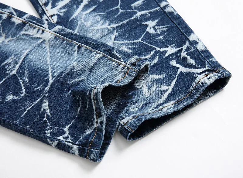 Motorcycle Casual Straight Pants Men's Jeans Mid Waisted Jeans