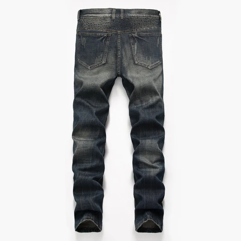 Motorcycle Straight Pants Nostalgic Jeans Mid Waisted Men's Jeans
