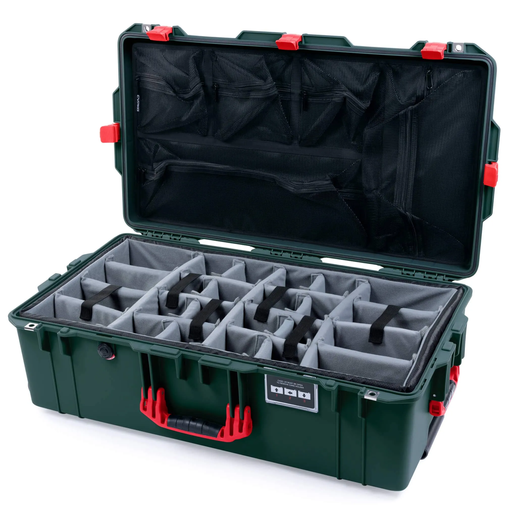 Pelican 1615 Air Case, Trekking Green with Red Handles & Latches