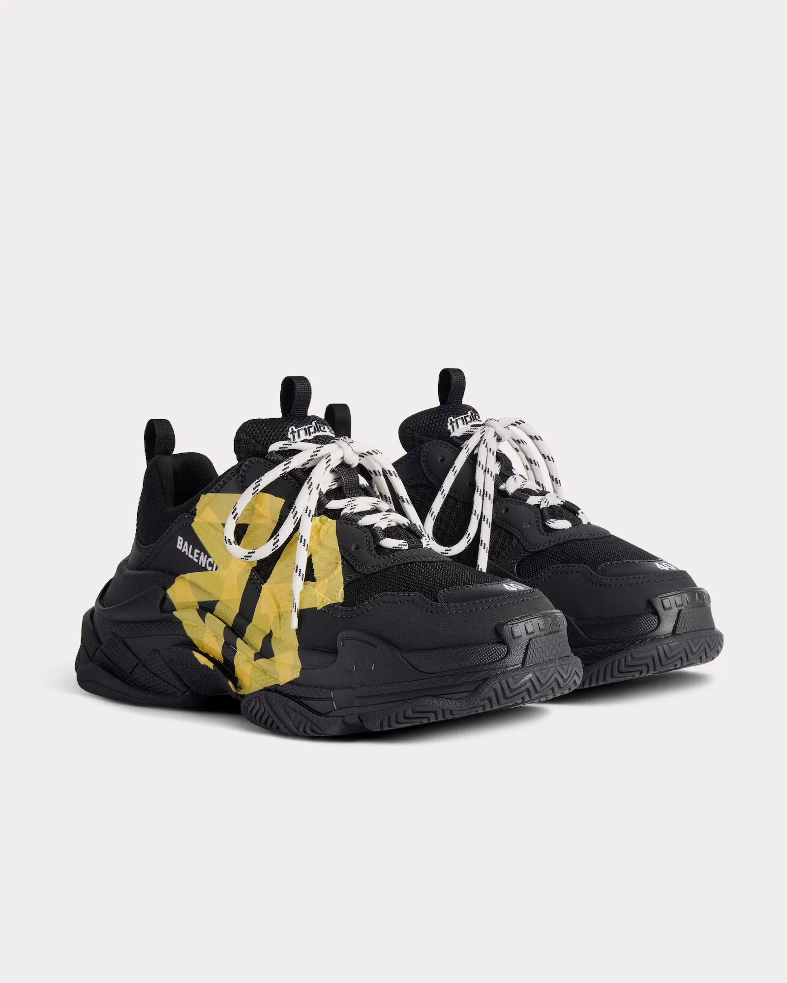 Triple S Tape Type Black / Yellow Low Top Sneakers
