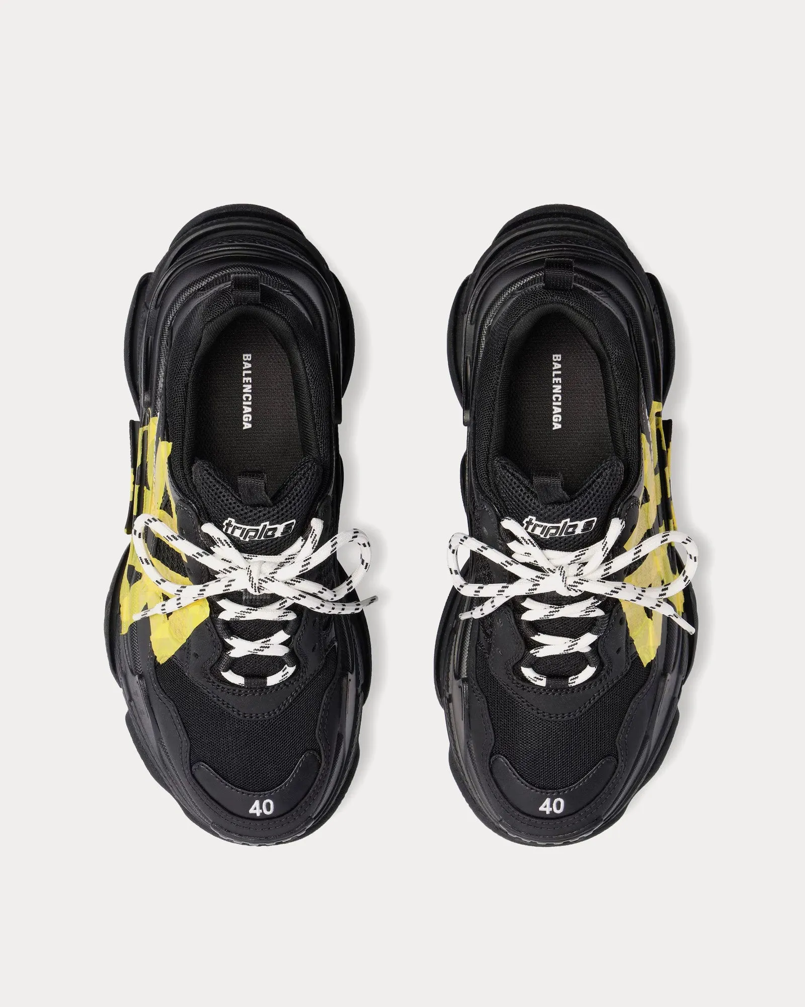 Triple S Tape Type Black / Yellow Low Top Sneakers
